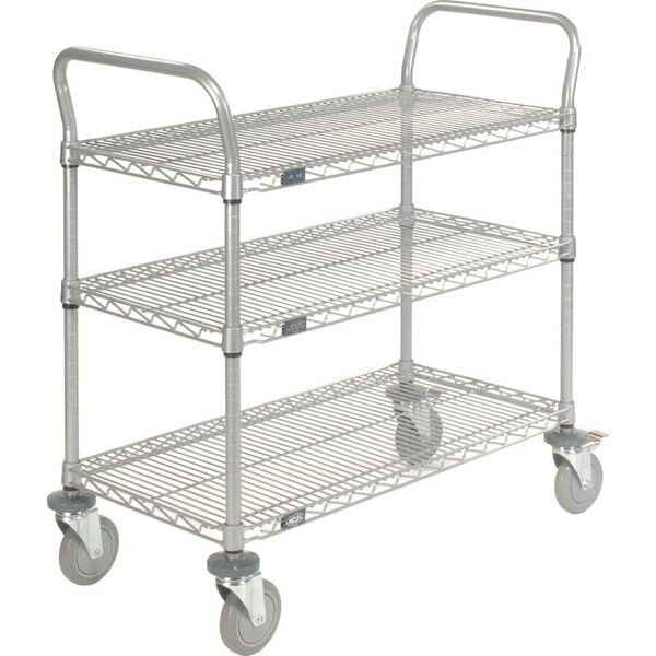 Global Equipment Nexel Utility Cart, 3 Shelf, Nexelate , 30"L x 21"W x 39"H, Polyurethane Casters 2130P3EP - main
